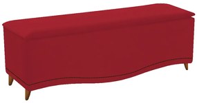 Calçadeira Estofada Yasmim 140 cm Casal Suede Vermelho - ADJ Decor