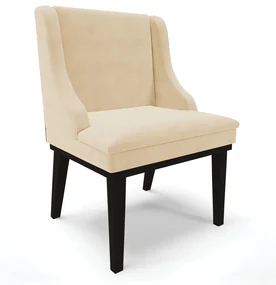 Cadeira de Jantar Liz Suede Base Fixa Madeira Preto - D'Rossi - Bege