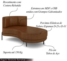 Sofá Chaise Lado Direito Downey Sala de Estar PU Marrom G15 - Gran Belo