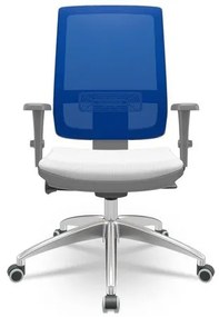 Cadeira Brizza Diretor Grafite Tela Azul Assento Aero Branco com Autocompensador e Base em Alumínio  - 65752 Sun House