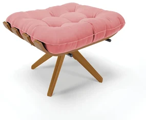 Puff Giratório Costela Suede Base de Madeira MA30 M11 - D'Rossi - Rose