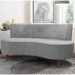 Sofá 2 Lugares para Sala Living 135cm Pés Palito Korah K04 Veludo Cinz