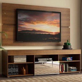 Rack com Painel para TV até 65 Polegadas Madesa Dublin 1 Porta com Espelho Rustic Cor:Rustic