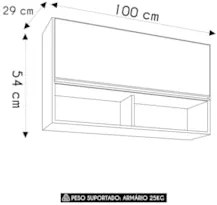 Armário de Cozinha Aéreo 100cm Basculante Mia Z34 Freijó/Grafite - Mpo