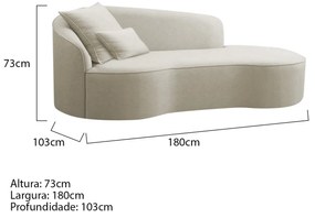 Divã Recamier Curvo Sala de Estar Recepção Inglaterra 180cm Lado Direito Bouclé - ADJ Decor