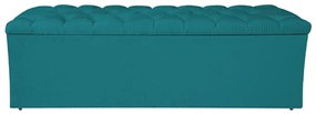 Calçadeira Estofada Liverpool 140 cm Casal Suede Azul Turquesa - ADJ Decor