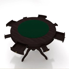 Conjunto Mesa de Jogos Carteado Bellagio Tampo Reversível Verde e 6 Cadeiras Madeira Poker Base Estrela Linho Cinza/Tabaco G42 - Gran Belo