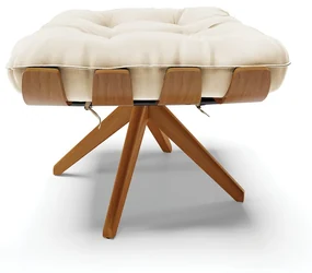 Puff Giratório Costela kit 2 Suede Base de Madeira M11 - D'Rossi - Bege