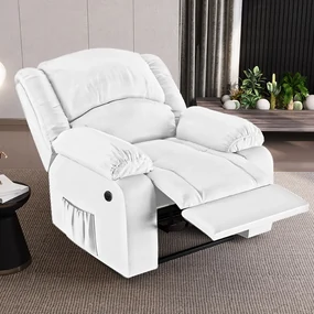 Poltrona do Papai Reclinável Sala de Cinema Madrid Power Elétrica PU Branco  G23