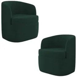 Kit 2 Poltronas Giratória Decorativa para Sala Dandara Z08 Veludo Verd