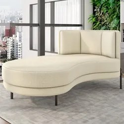 Chaise Longue Divã 164cm Braço Direito Logus D06 Linho Creme - Mpozena