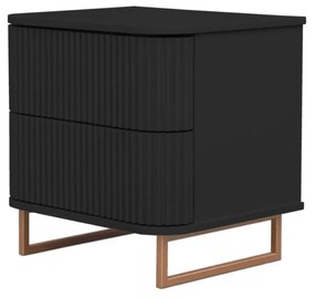 Mesa de Cabeceira Miami - Preto com Detalhes Dourado Soleil  Kleiner