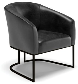 Poltrona Decorativa Industrial Preto Stella Sintético PU D03 - D'Rossi - Preto