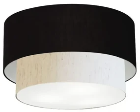 Plafon Para Dormitório Cilíndrico SD-3045 Cúpula Cor Preto Linho Bege