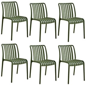 Kit 6 Cadeiras Monoblocos Área Externa Ipanema com Proteção UV Verde G56 - Gran Belo