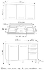 Armário de Cozinha CP01 Com Pia 120cm Nicy N03 Branco - Mpozenato