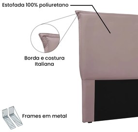 Cabeceira Cama Box Casal 140 cm Garden Veludo S04 - D'Rossi - Lilás