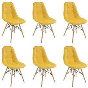 Kit 6 Cadeiras Decorativas Sala e Escritório Cadenna PU Sintético Amarela - Gran Belo