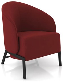 Poltrona Sala de Estar Base Industrial Luar Veludo K01 - D'Rossi - Vermelho