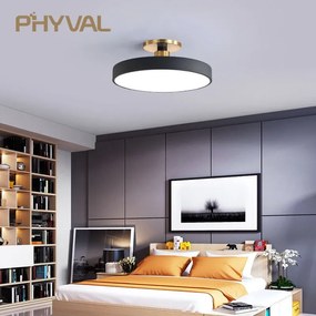 Plafon Luminária Phyval nordic led luz de teto criativo quarto sala jantar lâmpada moderna sala estar corredor varanda luzes decoração dispositivo elétrico - Amarelo - White Light | 50cm
