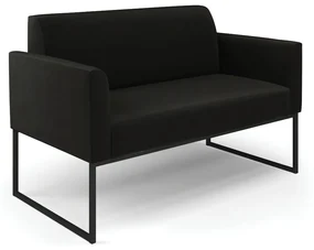 Sofá Namoradeira Base Industrial Preto Marisa Suede Preto D03 - D'Rossi
