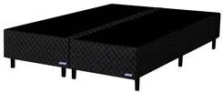 Base Para Cama Box Casal Bipartido 158cm Poliéster Bordado Perola Negr