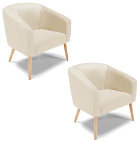 Poltrona Decorativa Pé Palito Natural Kit 2 Stella Sintético D03 - D'Rossi - Bege