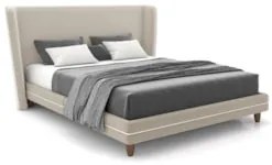 Cama Casal 140cm Com Cabeceira Many P02 Veludo Bege - Mpozenato