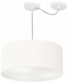 Lustre Pendente Cilíndrico Com Desvio de Centro Vivare Md-4147 Cúpula em Tecido 50x25cm - Bivolt