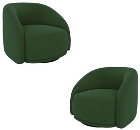 Kit 2 Poltronas Decorativas Jenny Base Giratória em Metal Preto Veludo Verde G45 - Gran Belo