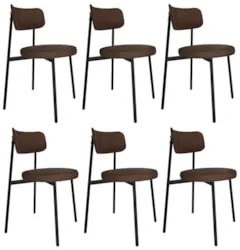 Cadeira de Jantar Estofada Kit 6 Nyka M25 Sintético Marrom - Mpozenato