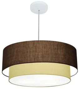 Pendente Cilíndrico Café e Bege MJ-4356 Para Mesa de Jantar e Estar