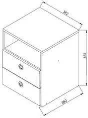 Mesa de Cabeceira 2 Gavetas 1 Prateleira Tókio A05 Branco - Mpozenato