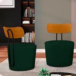 Kit 2 Poltronas Decorativas Redondas 53cm Le Moon M22 Veludo Verde - M