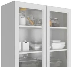 Armário Cristaleira para Cozinha 4 Portas 70cm Duna P09 Branco - Mpoze