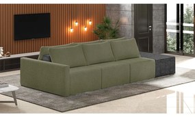 Sofá Ilha 3 Lugares Living 342cm Modulado Sala Lary Bouclê/PU Pto K01 - D'Rossi - Verde