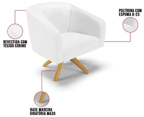 Cadeira Sala de Jantar Giratória MA30 Stella Sintético D03 - D'Rossi - Branco