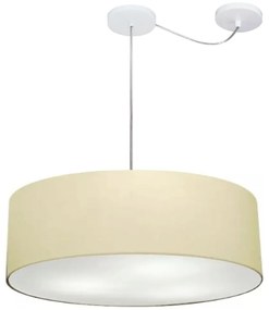 Lustre Pendente Cilíndrico Com Desvio Md-4262 Cúpula em Tecido 55x15cm Algodão Crú - Bivolt