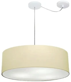Lustre Pendente Cilíndrico Com Desvio Md-4262 Cúpula em Tecido 55x15cm Algodão Crú - Bivolt