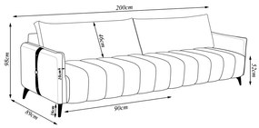 Sofá Sala de Estar Living Design Moderno 200cm Pés em Madeira Detalhe Lateral em PU Amadeu Veludo Bege G93 - Gran Belo