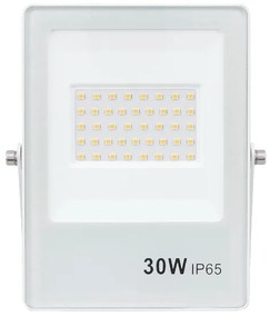 Projetor Led Ultrafino Aluminio Branco 30w 120 3000k Ip65