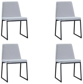 Kit 4 Cadeiras de Jantar Decorativa Base Aço Preto Javé Linho Branco Gelo G17 - Gran Belo