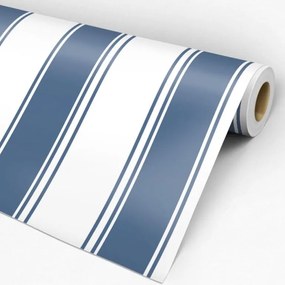 Papel de Parede Listrado azul e branco