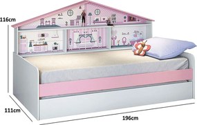 Cama Infantil Casa De Boneca Com Cama Auxiliar E Luz/Led Pura Magia