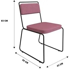 Kit 4 Cadeiras Estofadas Elis F02 Linho 764 Rosa - Mpozenato