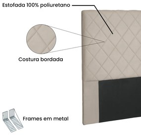 Cabeceira Dubai Para Cama Box Solteiro 90 cm Suede - D'Rossi - Bege