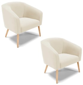 Poltrona Decorativa Pé Palito Natural Kit 2 Stella Veludo D03 - D'Rossi - Bege