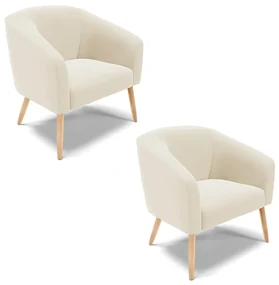 Poltrona Decorativa PĂ© Palito Natural Kit 2 Stella Veludo D03 - D'Rossi - Bege
