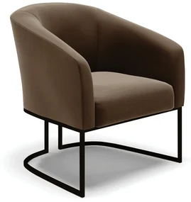 Namoradeira e 2 Poltronas Industrial Preto Stella Suede Marrom D03 - D'Rossi