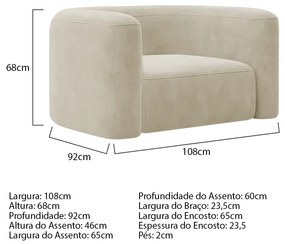 Poltrona Decorativa Sala de Estar Recepção Melina Bouclé - ADJ Decor